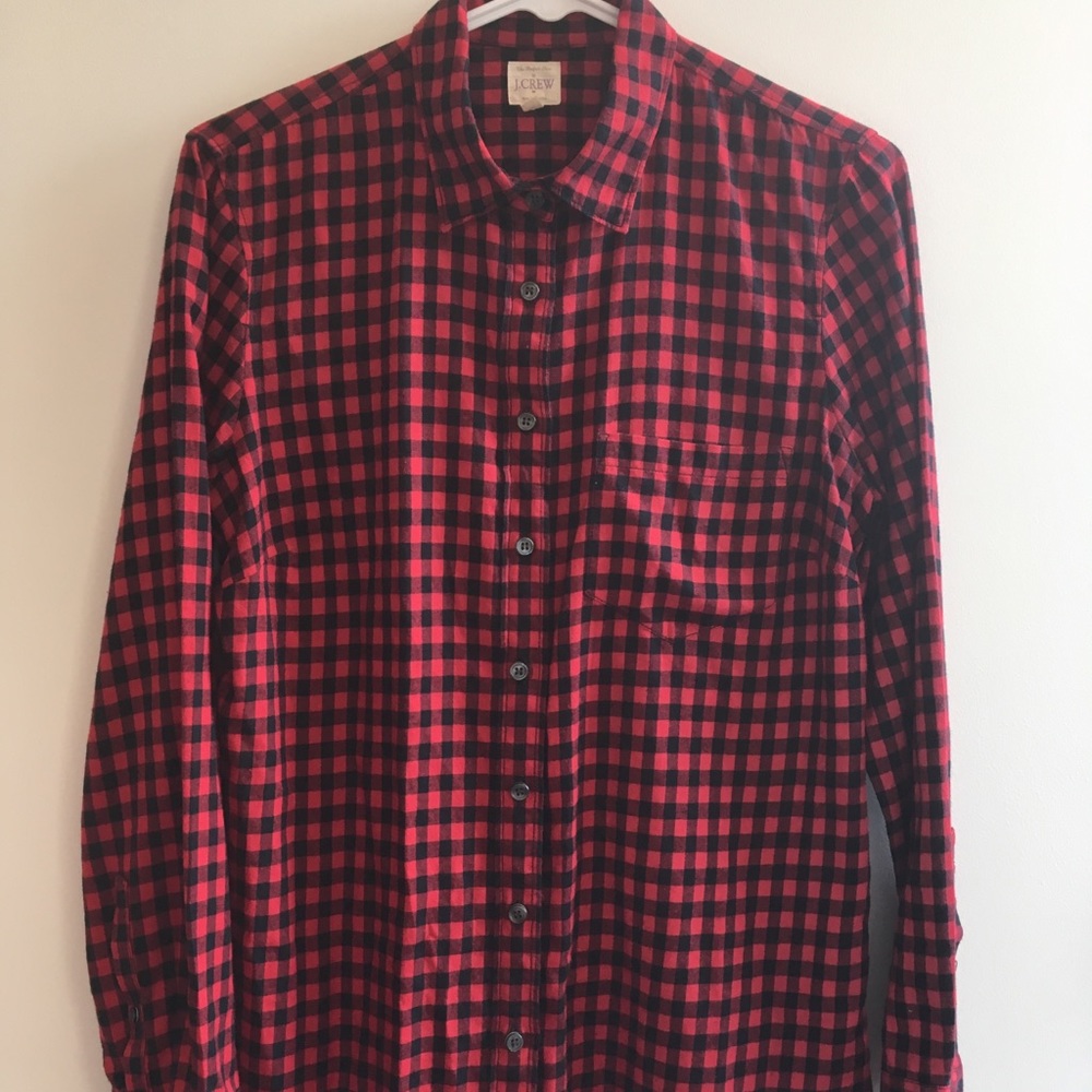 J. Crew Red Plaid Flannel Button Down Shirt
